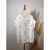 Chemise cœurs en gaze de coton grande taille