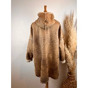 Manteau capuche façon mouton retourné grande taille