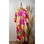 Robe longue bohème colorée coton broderie anglaise grande taille