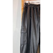 Pantalon large cargo en simili grande taille