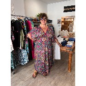 Robe longue bohème en soie imprimé multicolore grande taille