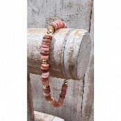 Bracelet bohme pierres naturelles et acier dor