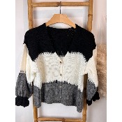 Gilet 3 couleurs bas manches vagues