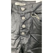 Pantalon jean en similicuir noir froissé karostar 38 au 48