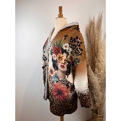 Manteau veste velours sweat inspiration Frida oversize jusqu'au 48
