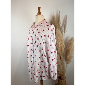 Chemise en gaze de coton rayures cœurs grande taille 50-54