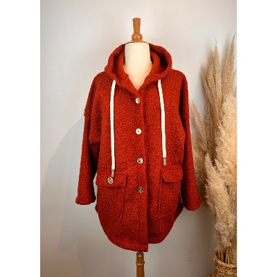 Manteau capuche fermeture boutons grande taille