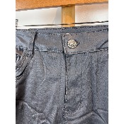 Pantalon jean en similicuir gris froissé karostar 38 au 48