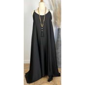 Robe longue noire satinée à fines bretelles