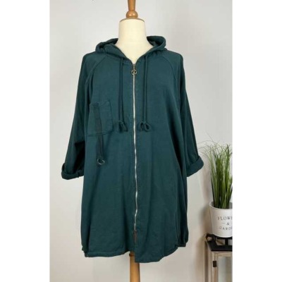 Veste mi-longue en sweat - vert - 46 48