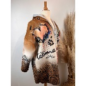 Manteau veste velours sweat inspiration Frida oversize jusqu'au 48
