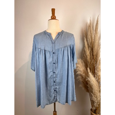 Blouse chemise en tencel bleu clair grande taille