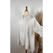 Chemise blanche bohème en coton léger étoile grande taille