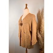 Gilet zippé avec pompon grande taille