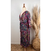 Robe longue bohème en soie imprimé multicolore grande taille