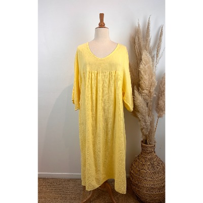 Robe longue en gaze de coton unie grande taille