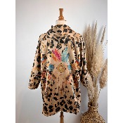 Veste en sudine capuche lopard buffle plumes grande taille