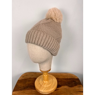 Bonnet pompon doublé polaire