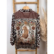 Chemise raye imprim dos lopard 