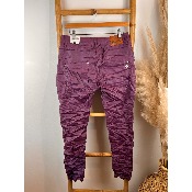 Pantalon jean en similicuir violet froissé karostar 36 au 44