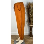 Pantalon jog caramel à liseret argent grande taille 48 - 50