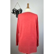 Pull mailles fines fantaisie boutons - corail