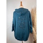 Veste sweat capuche dos t�te de mort strass