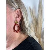 Boucles d'oreilles bohme en pierres naturelles et acier dor