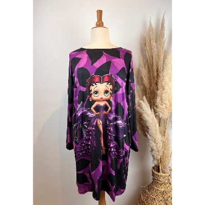 Chemise de nuit Betty Boop froufous violette grande taille