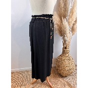 Jupe longue unie taille smockée + ceinture grande taille