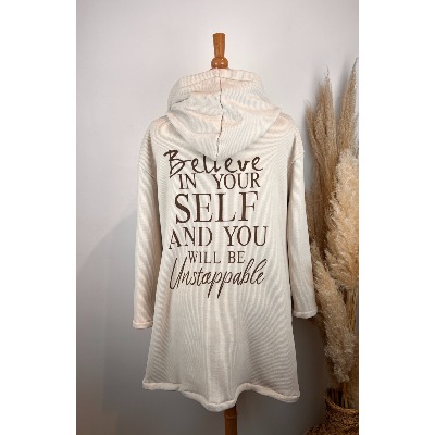 Manteau veste velours épais "positive attitude" grande taille