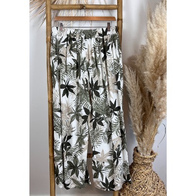 Pantalon large palazzo tropical bohème grande taille