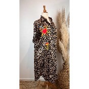 Robe chemise / Kimono léopard brodé "Ibiza" grande taille