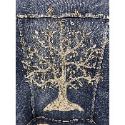 Veste en jean arbre de vie brodé strass bohème