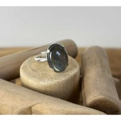 Bague cabochon labradorite en argent 925 grande taille