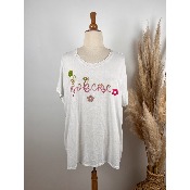 T-shirt coton bohème blanc grande taille