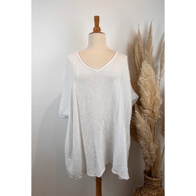 Tunique t-shirt en gaze de coton grande taille 52/54