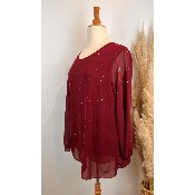 Tunique en voile doublée pailleté grande taille