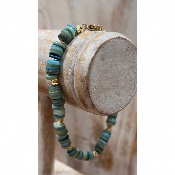 Bracelet bohme pierres naturelles et acier dor