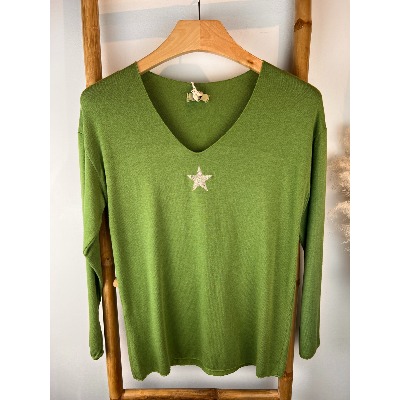 Pull étoile col V 