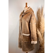 Manteau capuche façon mouton retourné grande taille