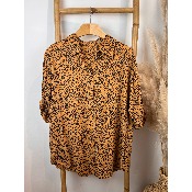 Chemise coton imprimé petit léopard grande taille