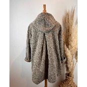 Manteau à capuche effet laine bouillie duveteuse grande taille