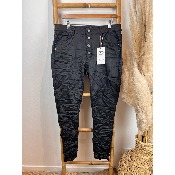 Pantalon jean en similicuir noir froissé karostar 38 au 48