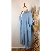 Robe tencel clair ou foncé col chemise + ceinture grande taille