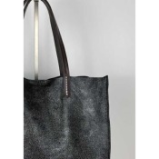 Sac cuir petit cabas noir irisé 