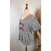 T-shirt en mailles marinière maman parfaite grande taille