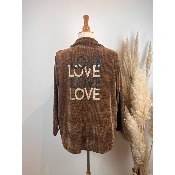 Veste blazer en velours marron love grande taille