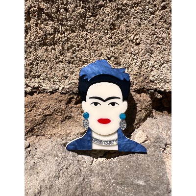 Broche Frida Kahlo bleue aimantée