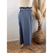 Jupe longue unie taille smockée + ceinture grande taille